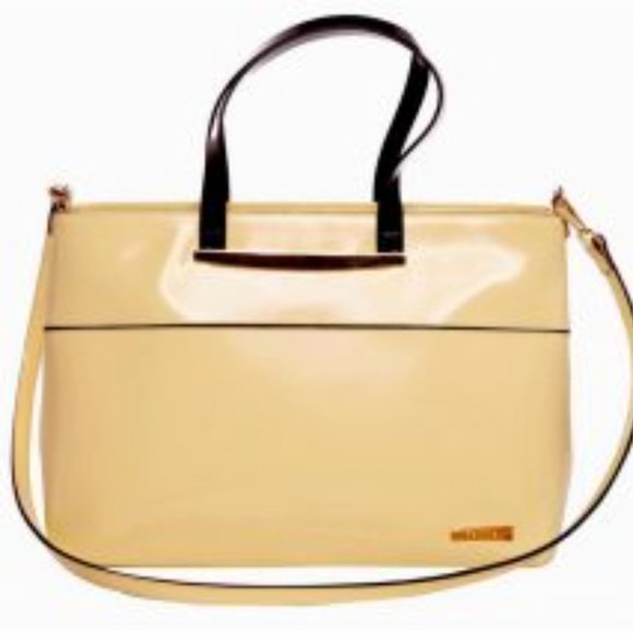 Alima Yellow Italian Leather Office Hand Bag - Picture 2 of 4